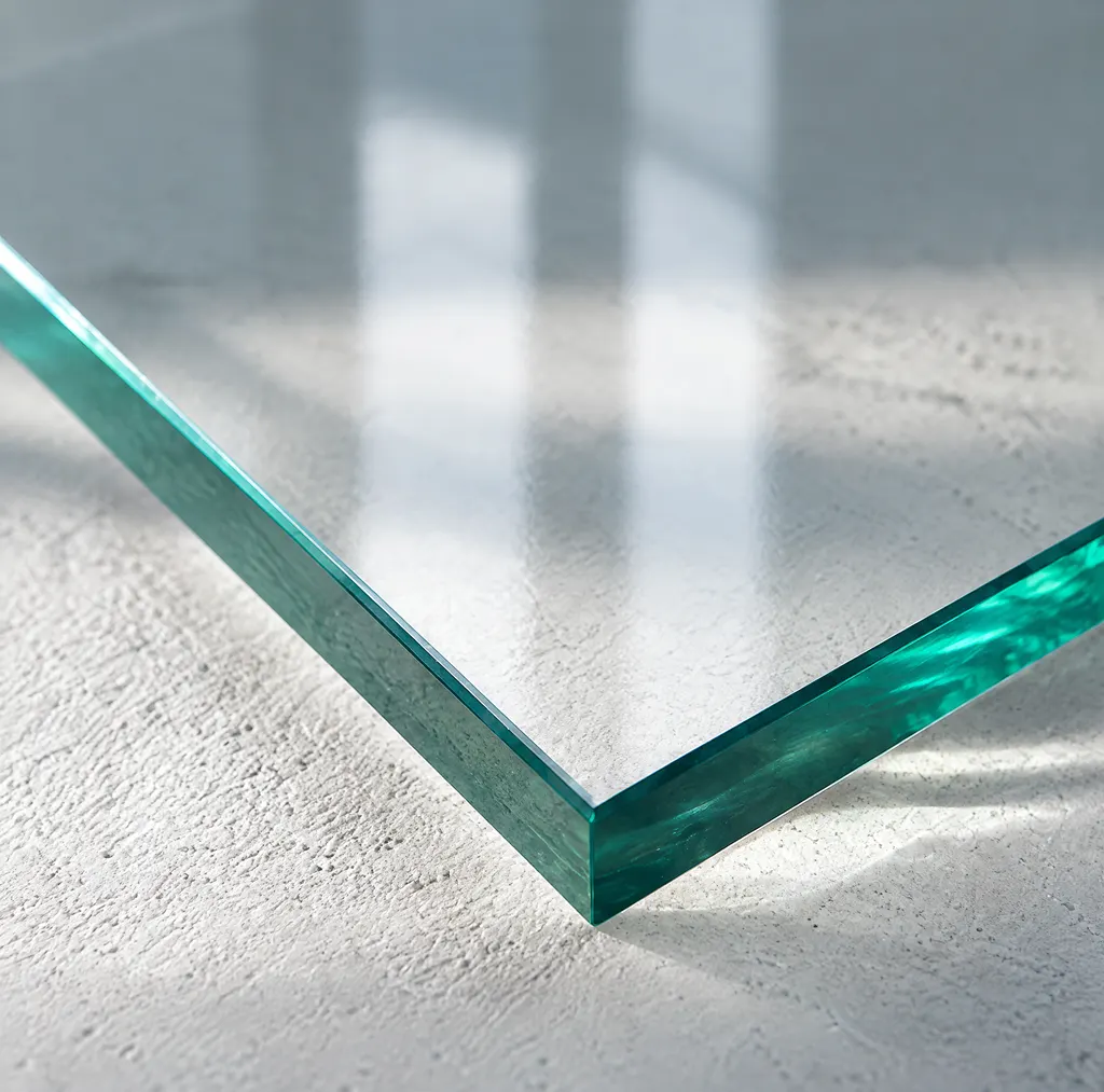 Glas: materialet i skråt vintersollys (genereret billede)